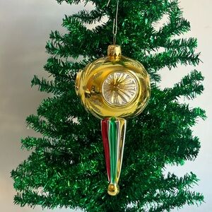 •Vintage Reflector Finial Glass Ornament West Germany•